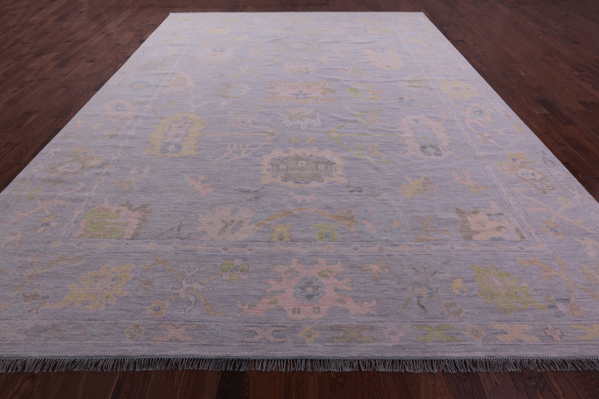 Grey Turkish Oushak Hand Knotted Wool Rug - 12' 1" X 15' 0" - Golden Nile