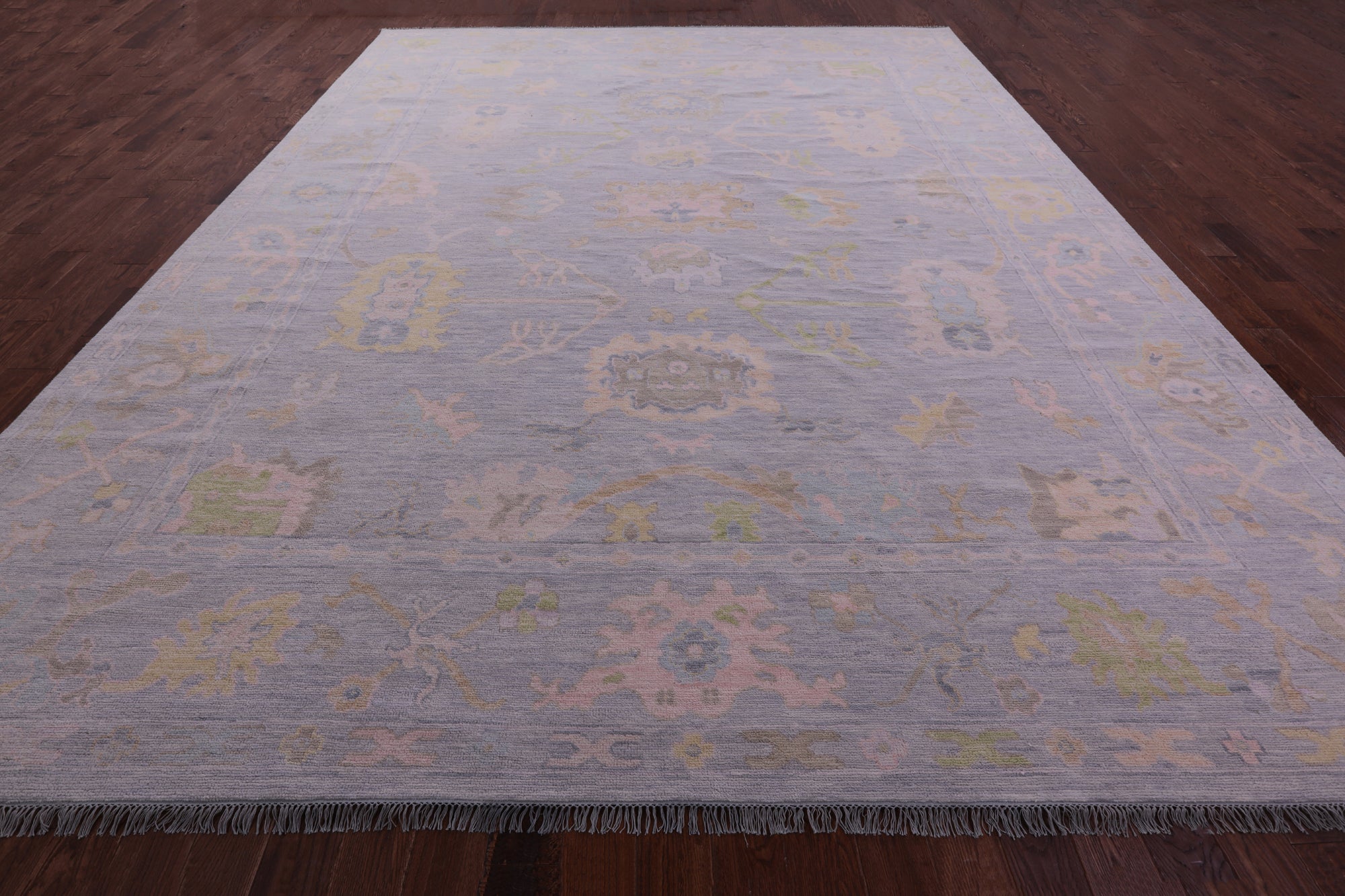 Grey Turkish Oushak Hand Knotted Wool Rug - 12' 1" X 15' 0" - Golden Nile
