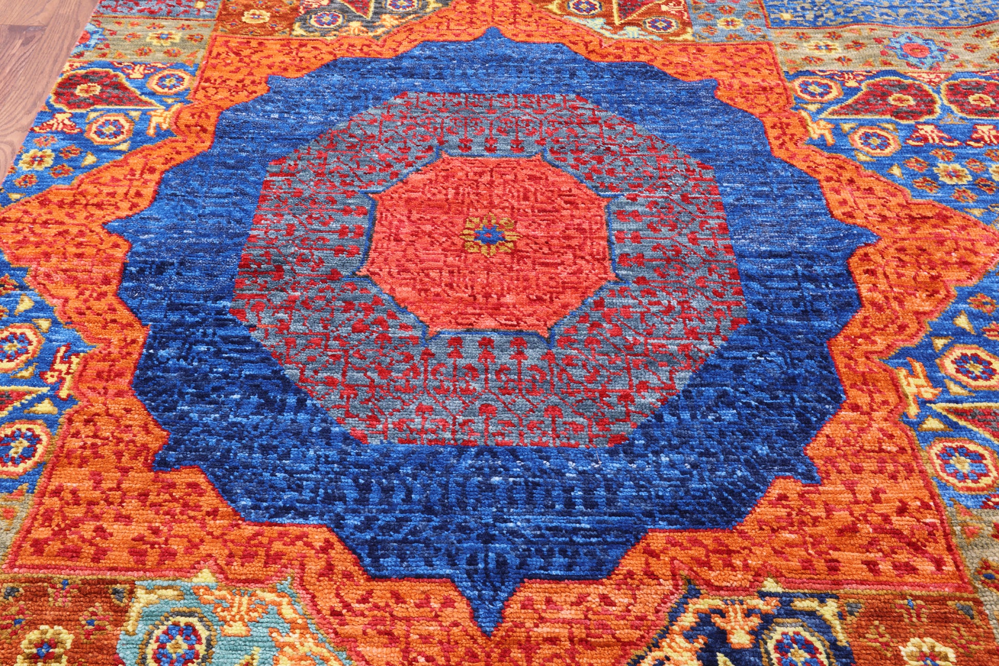 Geometric Persian Mamluk Handmade Wool Rug - 12' 2" X 14' 11" - Golden Nile