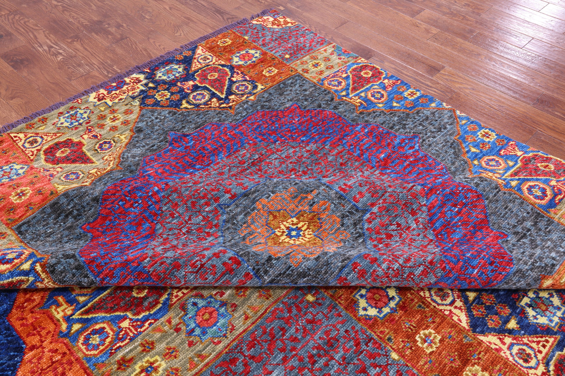 Geometric Persian Mamluk Handmade Wool Rug - 12' 2" X 14' 11" - Golden Nile
