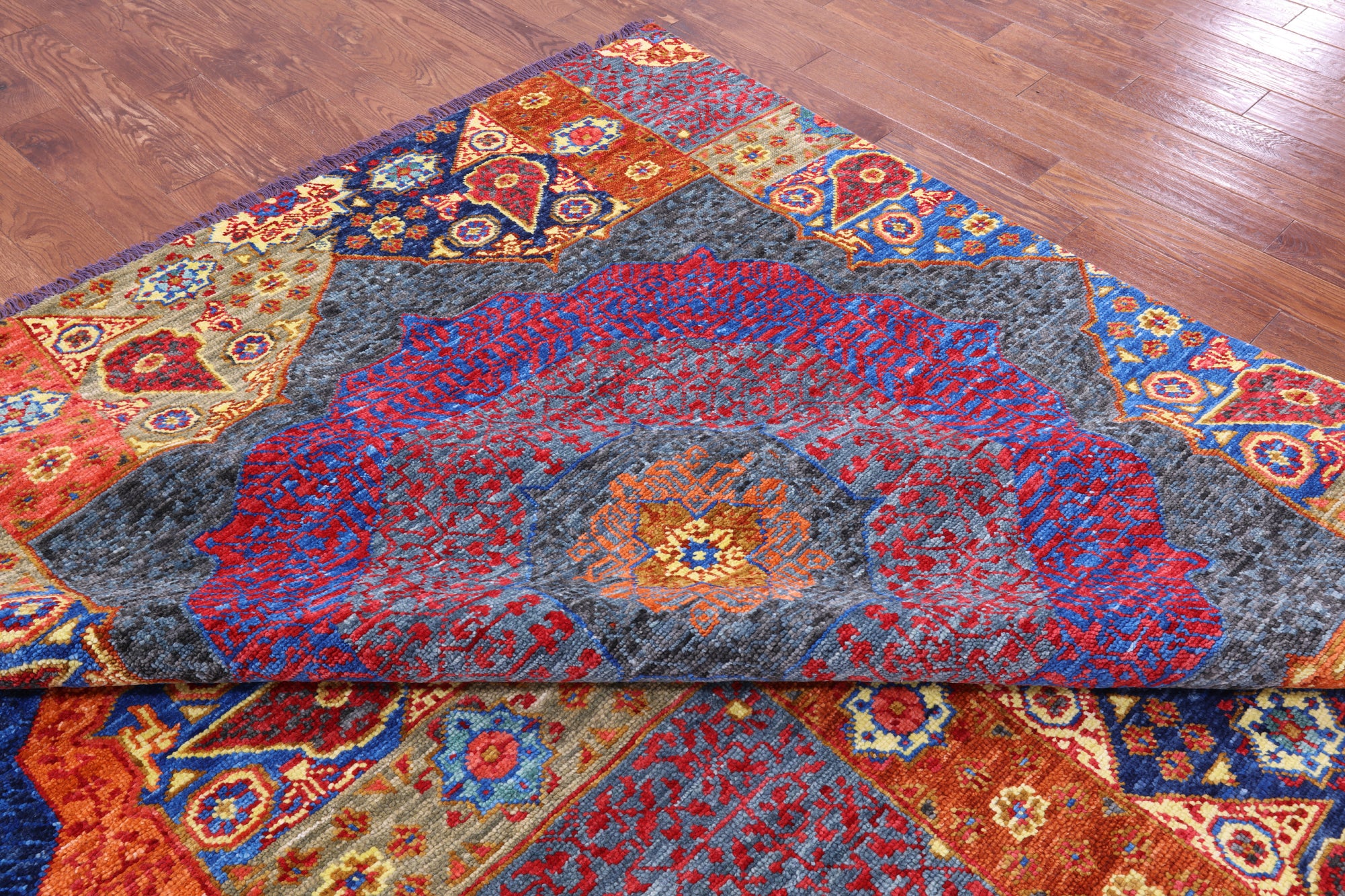 Geometric Persian Mamluk Handmade Wool Rug - 12' 2" X 14' 11" - Golden Nile