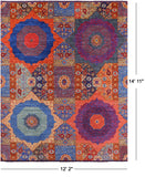 Geometric Persian Mamluk Handmade Wool Rug - 12' 2" X 14' 11" - Golden Nile
