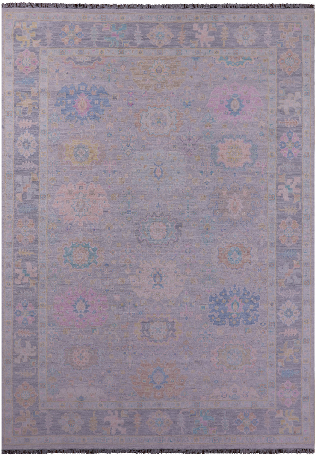 Grey Turkish Oushak Hand Knotted Wool Rug - 10' 0" X 13' 9" - Golden Nile