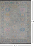 SUPER SALE Grey Turkish Oushak Hand Knotted Wool Rug - 10' 0" X 13' 9"