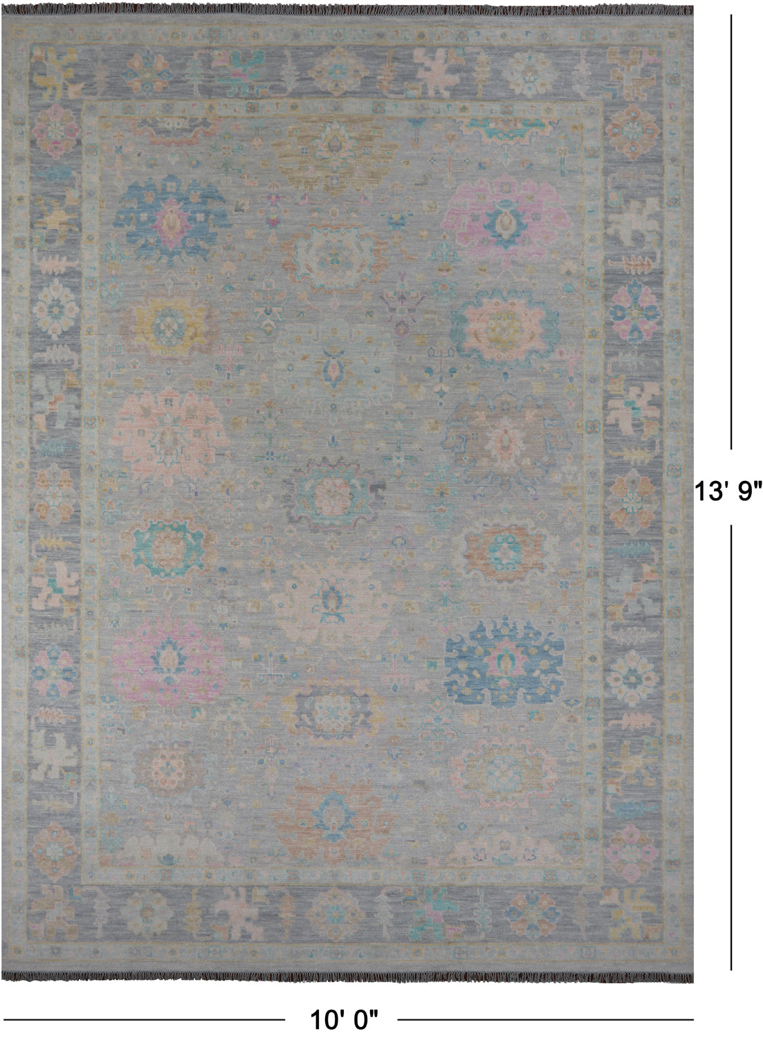 SUPER SALE Grey Turkish Oushak Hand Knotted Wool Rug - 10' 0" X 13' 9"