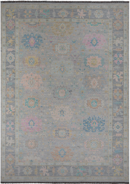 SUPER SALE Grey Turkish Oushak Hand Knotted Wool Rug - 10' 0" X 13' 9"
