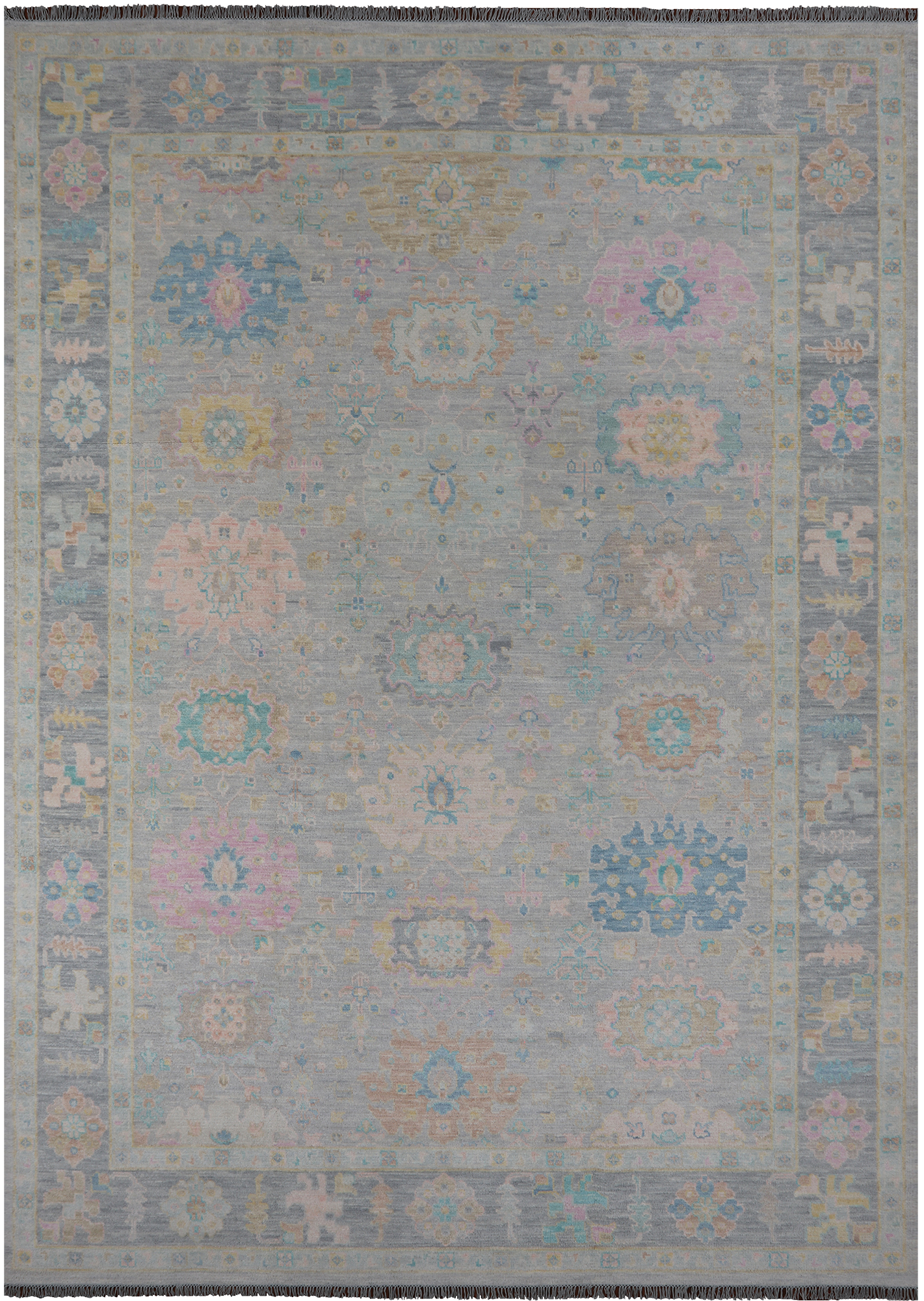 SUPER SALE Grey Turkish Oushak Hand Knotted Wool Rug - 10' 0" X 13' 9"
