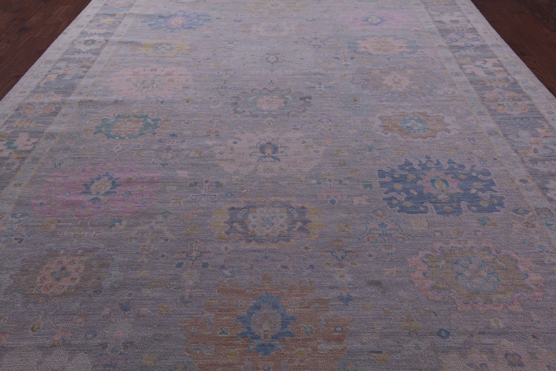 Grey Turkish Oushak Hand Knotted Wool Rug - 10' 0" X 13' 9" - Golden Nile