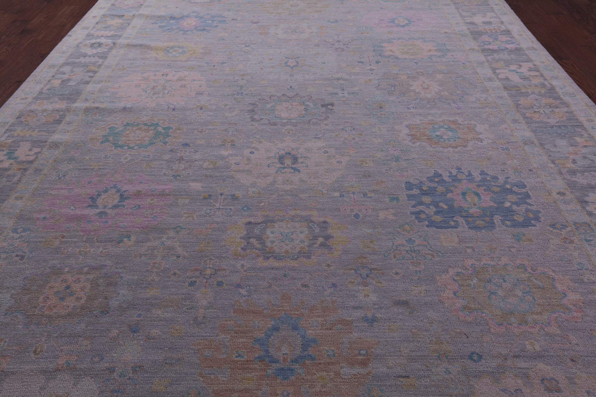 Grey Turkish Oushak Hand Knotted Wool Rug - 10' 0" X 13' 9" - Golden Nile