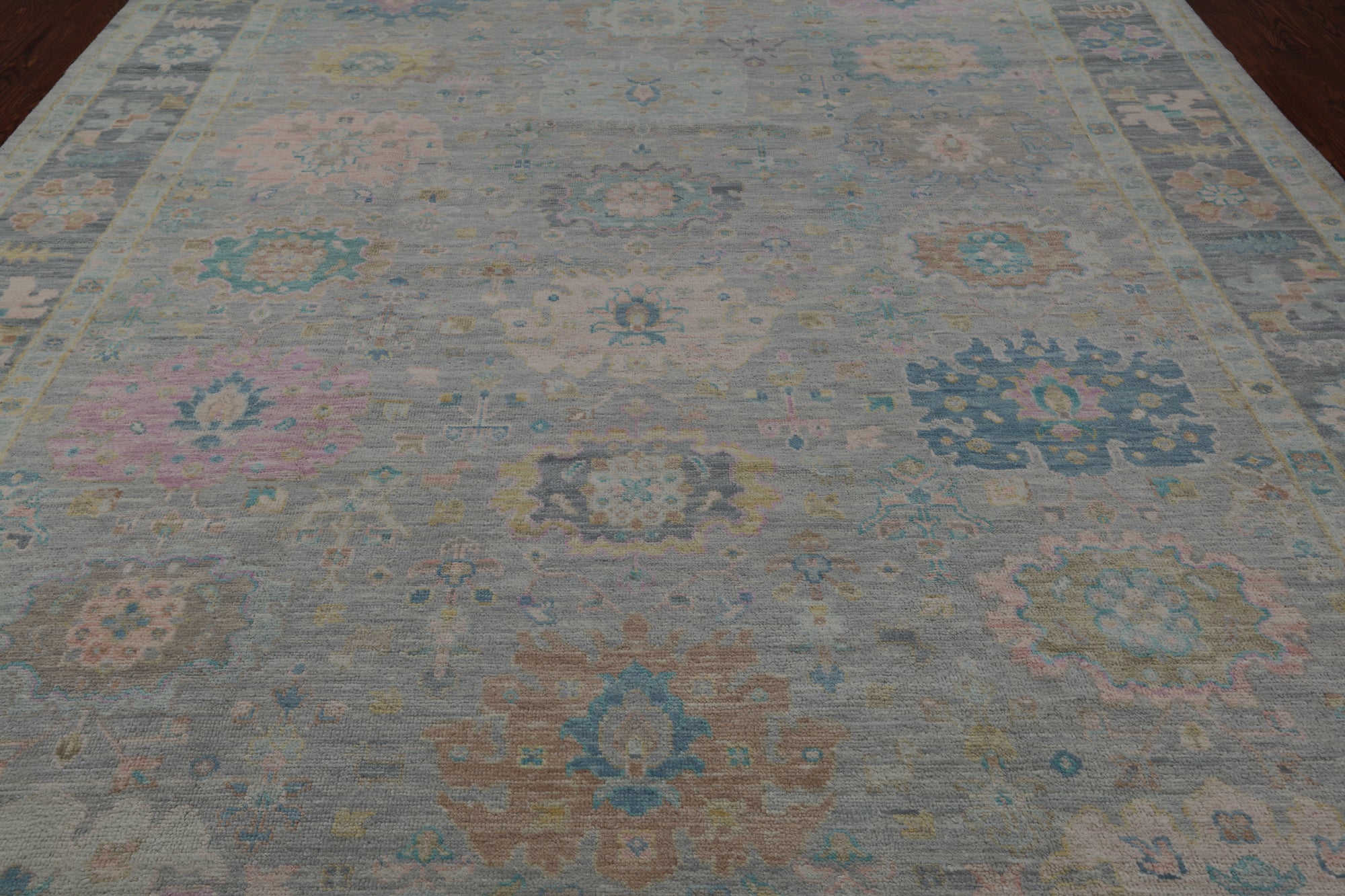 SUPER SALE Grey Turkish Oushak Hand Knotted Wool Rug - 10' 0" X 13' 9"