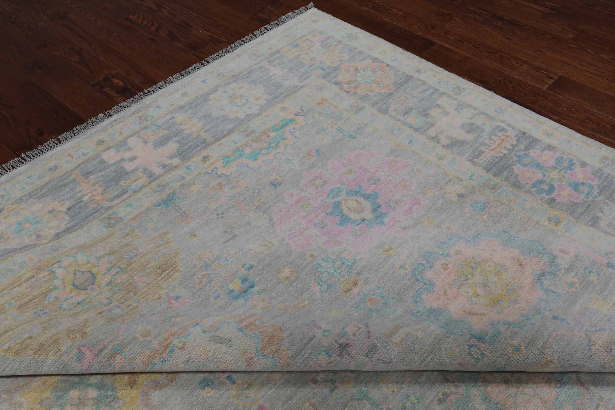 SUPER SALE Grey Turkish Oushak Hand Knotted Wool Rug - 10' 0" X 13' 9"