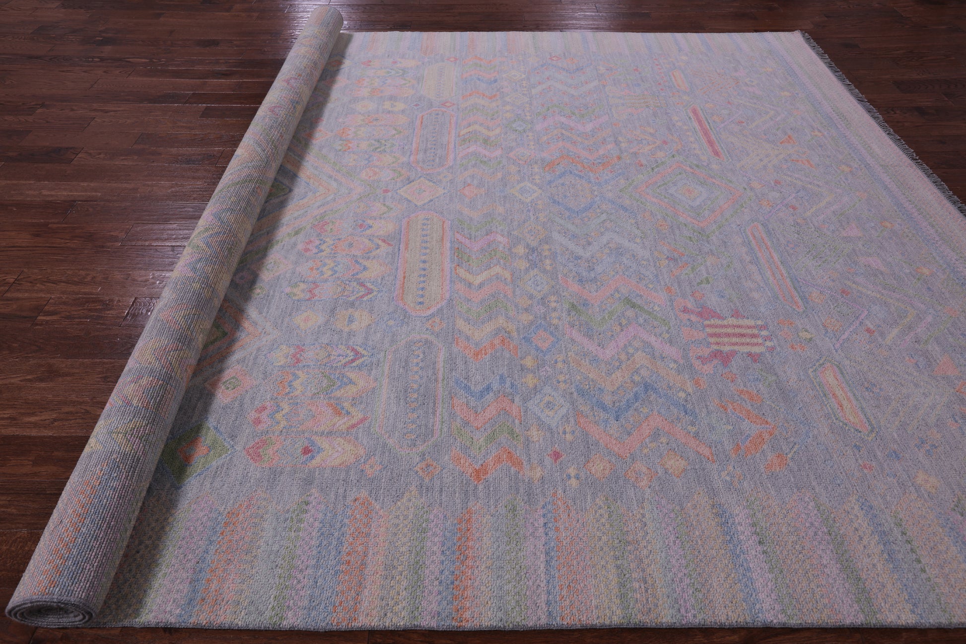 Grey Tribal Moroccan Hand Knotted Wool Rug - 10' 1" X 14' 0" - Golden Nile