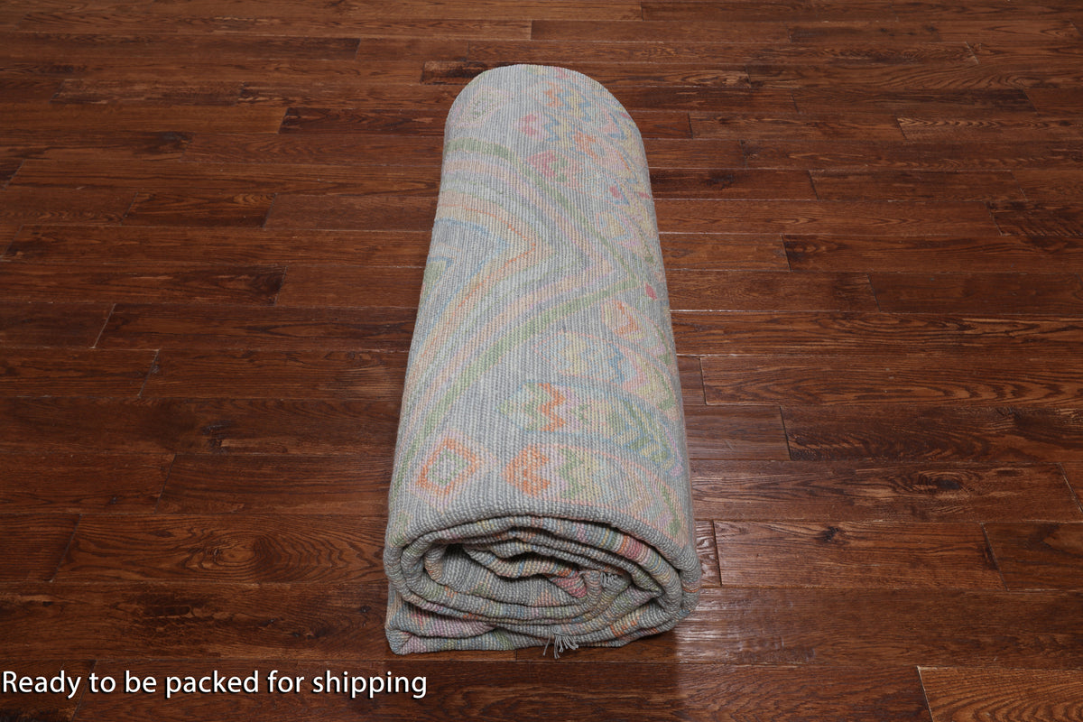 SUPER SALE Grey Tribal Moroccan Hand Knotted Wool Rug - 10' 1" X 14' 0"