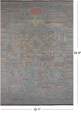 SUPER SALE Grey Tribal Moroccan Hand Knotted Wool Rug - 10' 1" X 14' 0"