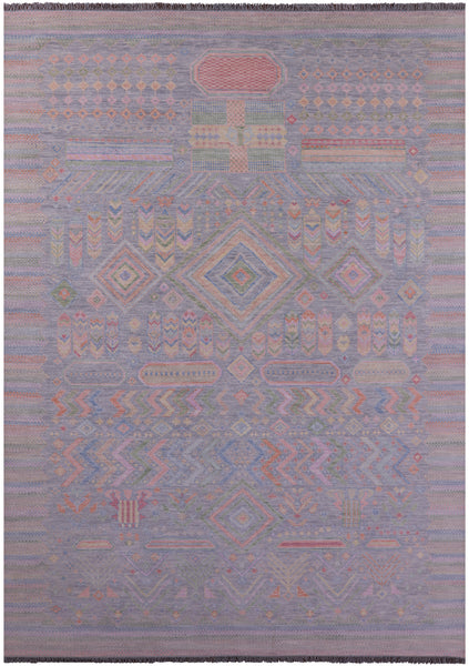 Grey Tribal Moroccan Hand Knotted Wool Rug - 10' 1" X 14' 0" - Golden Nile