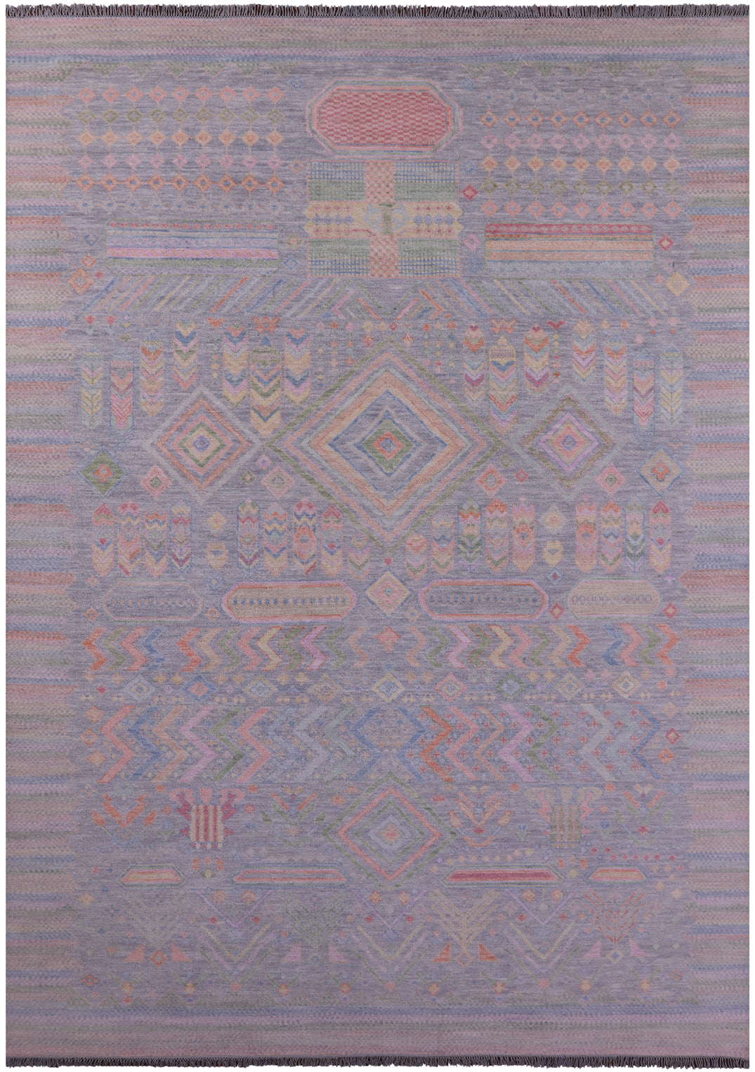 Grey Tribal Moroccan Hand Knotted Wool Rug - 10' 1" X 14' 0" - Golden Nile