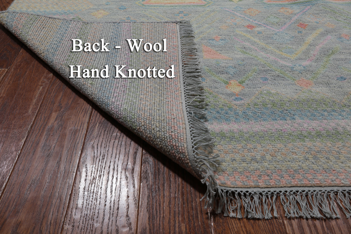 SUPER SALE Grey Tribal Moroccan Hand Knotted Wool Rug - 10' 1" X 14' 0"