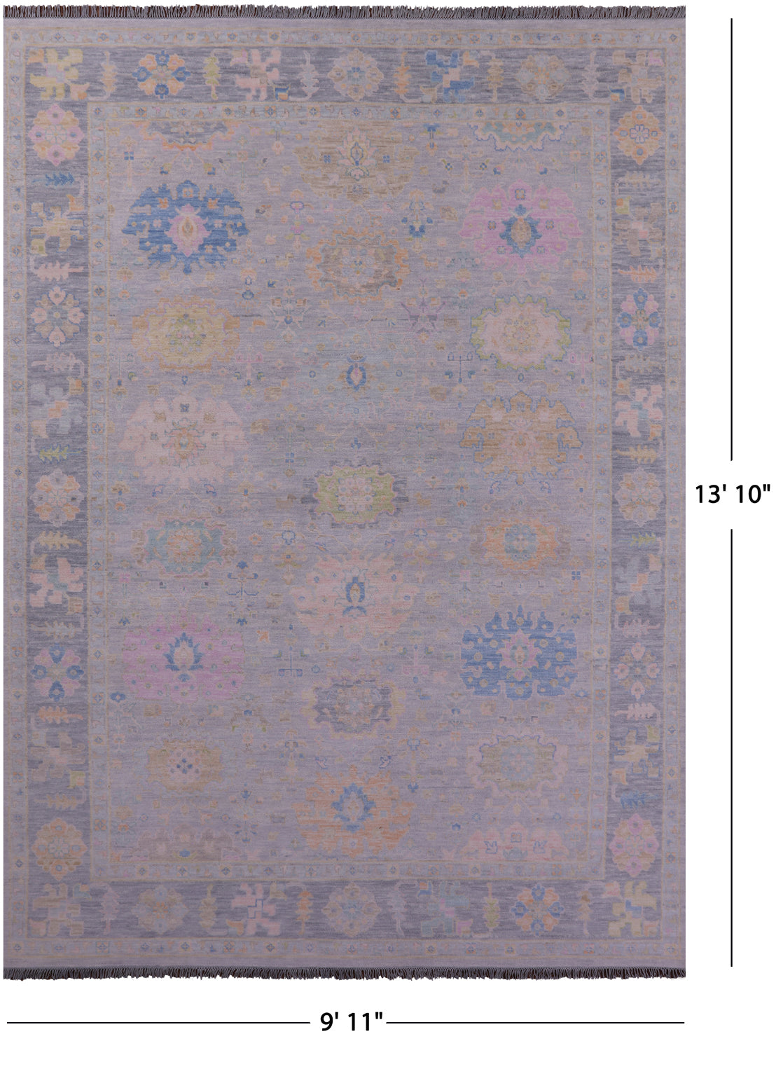 Grey Turkish Oushak Hand Knotted Wool Rug - 9' 11" X 13' 10" - Golden Nile
