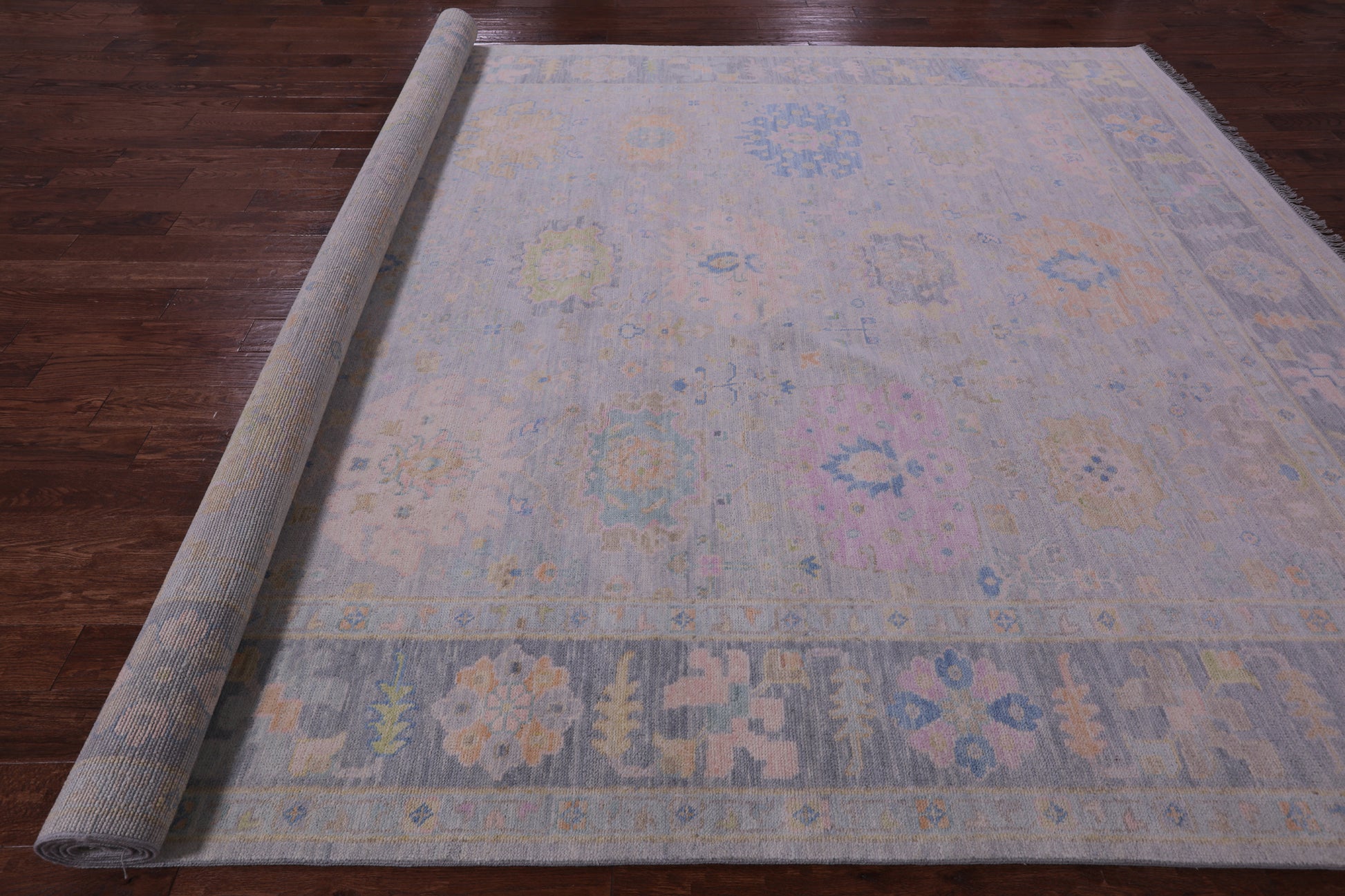 Grey Turkish Oushak Hand Knotted Wool Rug - 9' 11" X 13' 10" - Golden Nile