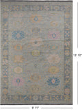 SUPER SALE Grey Turkish Oushak Hand Knotted Wool Rug - 9' 11" X 13' 10"