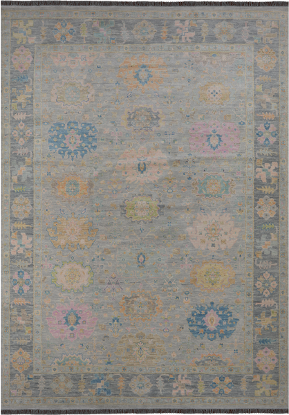 SUPER SALE Grey Turkish Oushak Hand Knotted Wool Rug - 9' 11" X 13' 10"