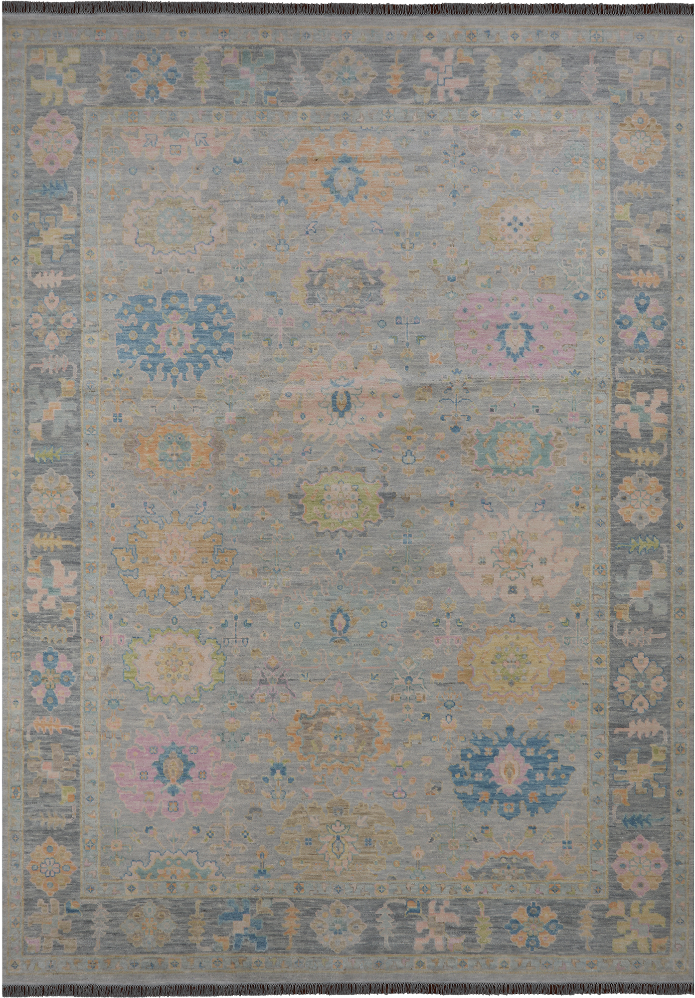 SUPER SALE Grey Turkish Oushak Hand Knotted Wool Rug - 9' 11" X 13' 10"