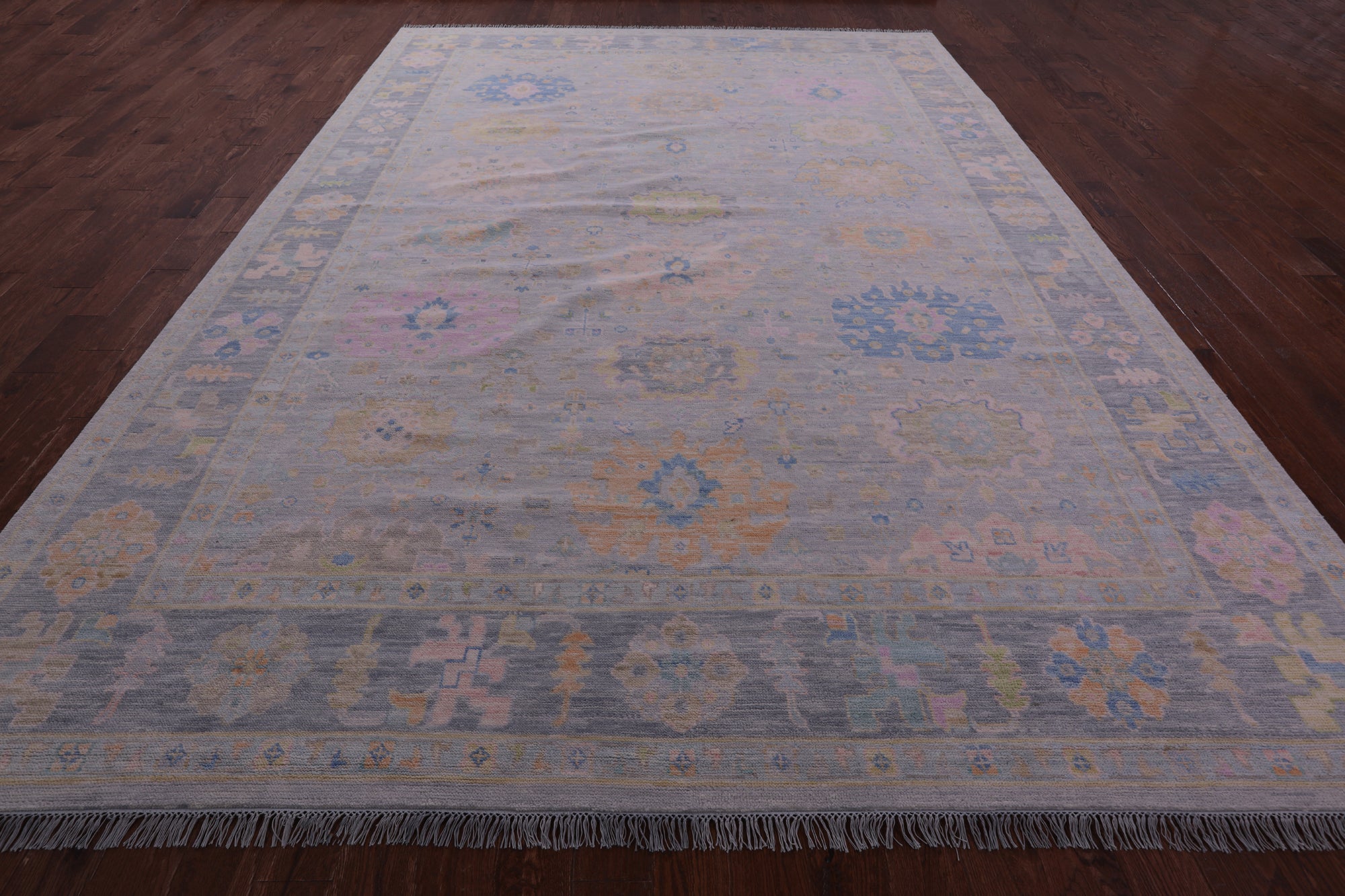 Grey Turkish Oushak Hand Knotted Wool Rug - 9' 11" X 13' 10" - Golden Nile
