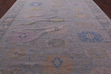 Grey Turkish Oushak Hand Knotted Wool Rug - 9' 11" X 13' 10" - Golden Nile