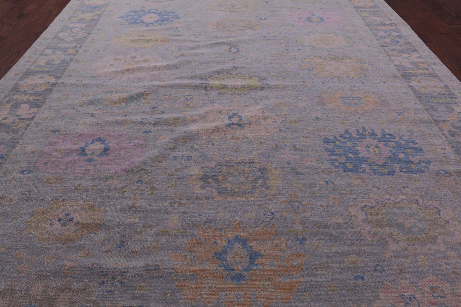 Grey Turkish Oushak Hand Knotted Wool Rug - 9' 11" X 13' 10" - Golden Nile