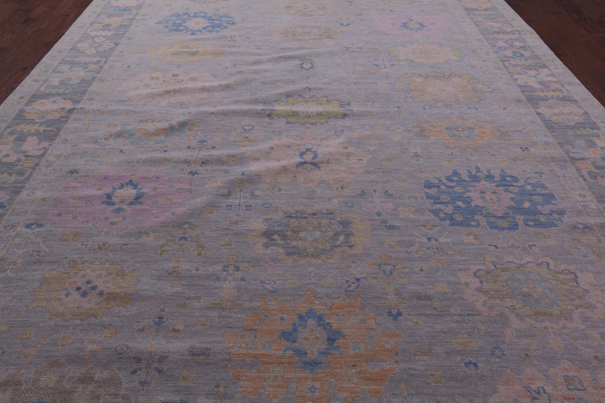 Grey Turkish Oushak Hand Knotted Wool Rug - 9' 11" X 13' 10" - Golden Nile