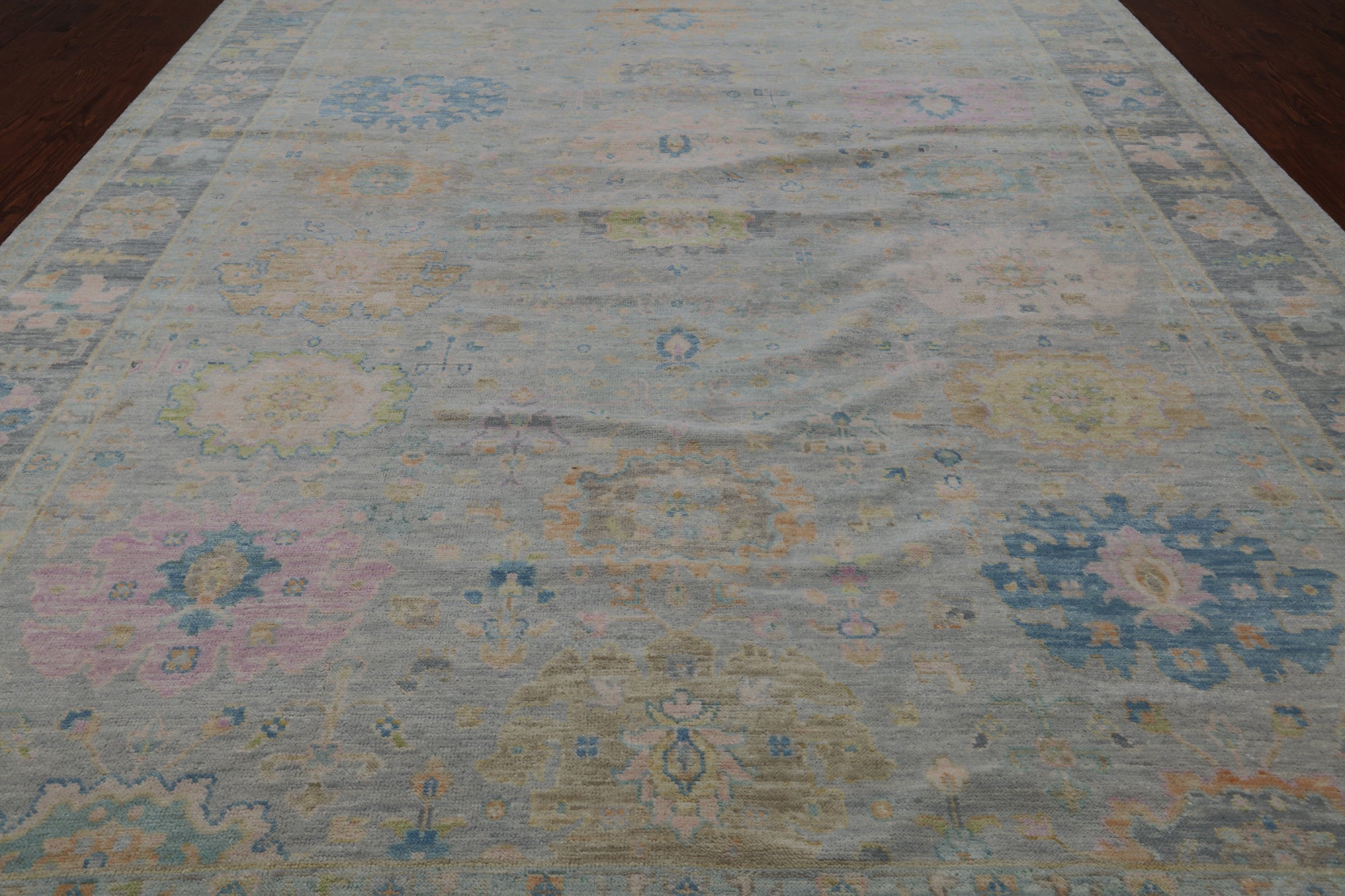 SUPER SALE Grey Turkish Oushak Hand Knotted Wool Rug - 9' 11" X 13' 10"