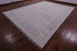 Grey Turkish Oushak Hand Knotted Wool Rug - 9' 11" X 13' 10" - Golden Nile