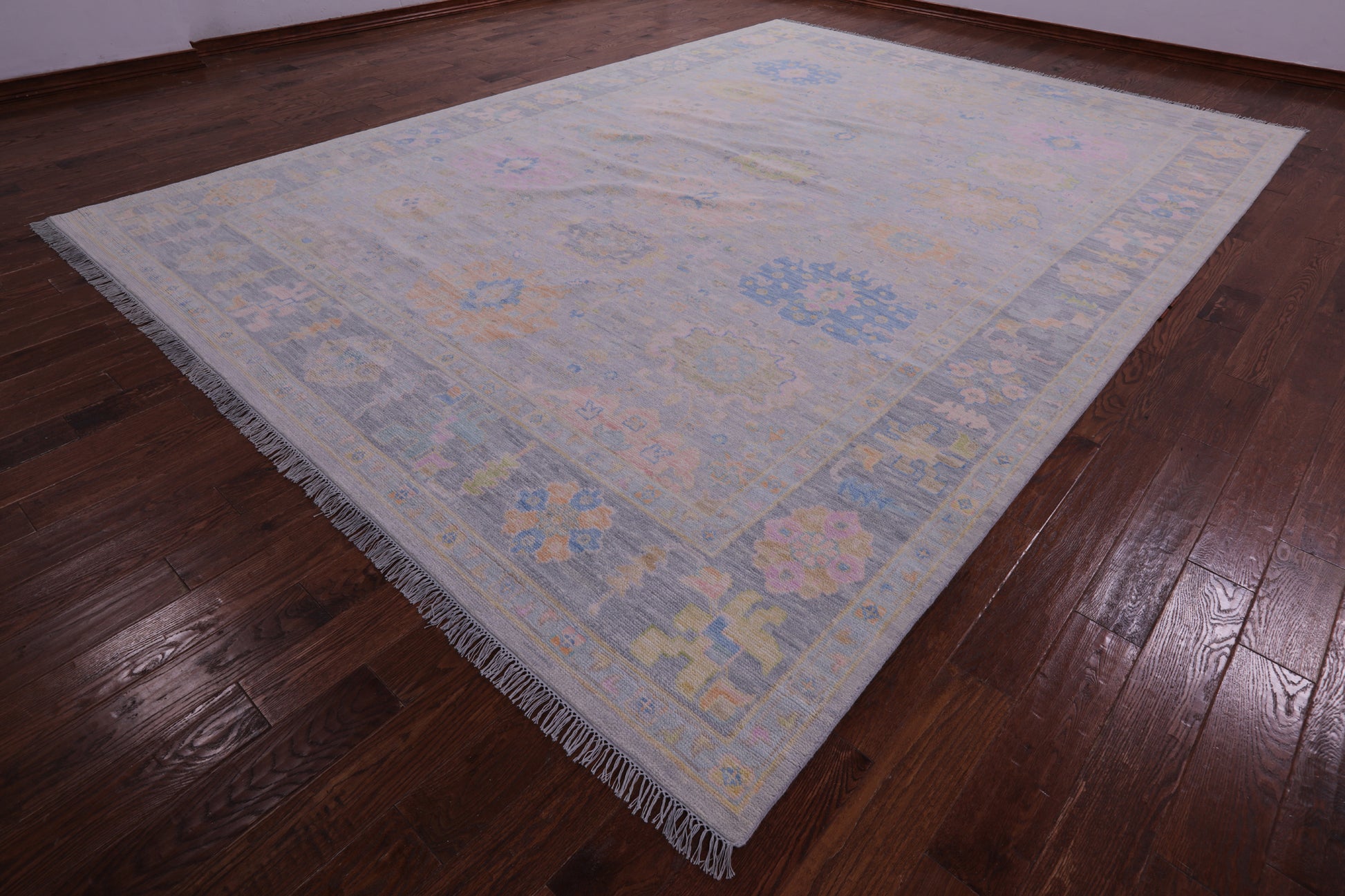 Grey Turkish Oushak Hand Knotted Wool Rug - 9' 11" X 13' 10" - Golden Nile
