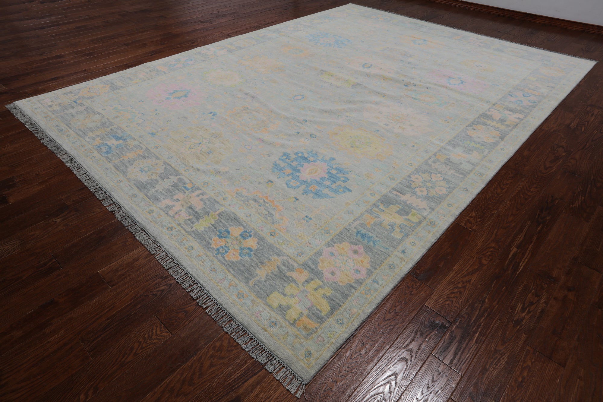 SUPER SALE Grey Turkish Oushak Hand Knotted Wool Rug - 9' 11" X 13' 10"