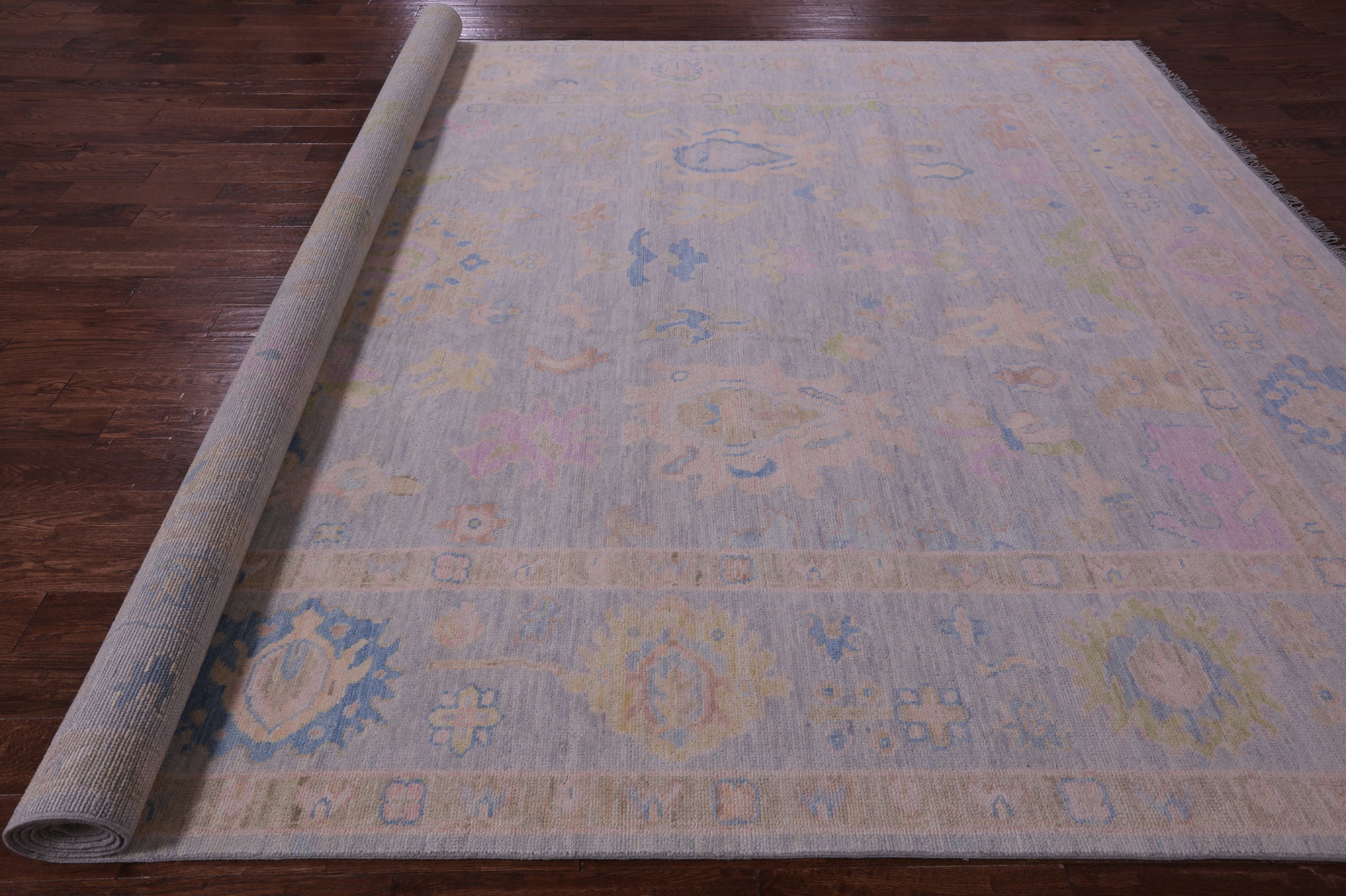 Grey Turkish Oushak Hand Knotted Wool Rug - 10' 3" X 13' 10" - Golden Nile