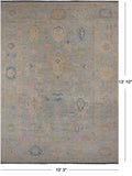 SUPER SALE Grey Turkish Oushak Hand Knotted Wool Rug - 10' 3" X 13' 10"