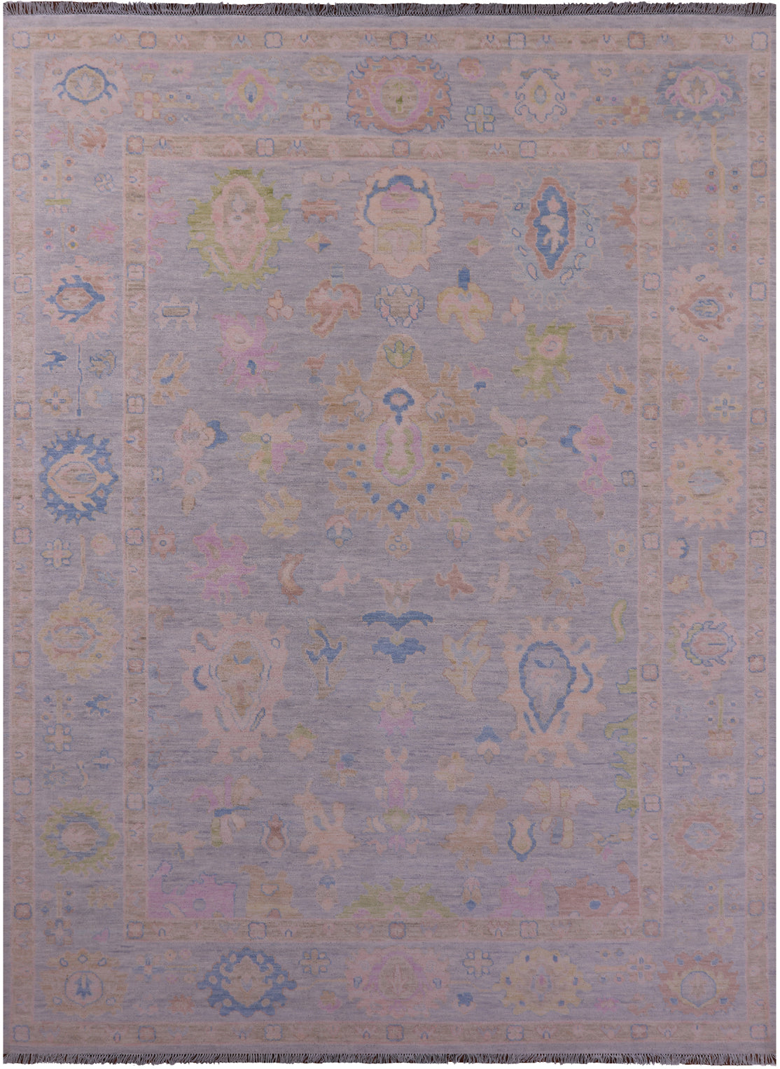 Grey Turkish Oushak Hand Knotted Wool Rug - 10' 3" X 13' 10" - Golden Nile