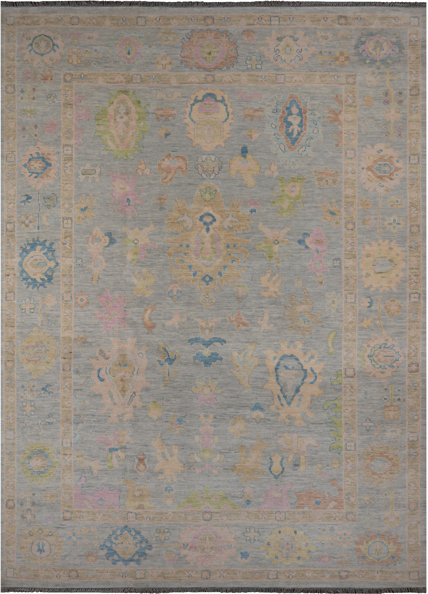 SUPER SALE Grey Turkish Oushak Hand Knotted Wool Rug - 10' 3" X 13' 10"
