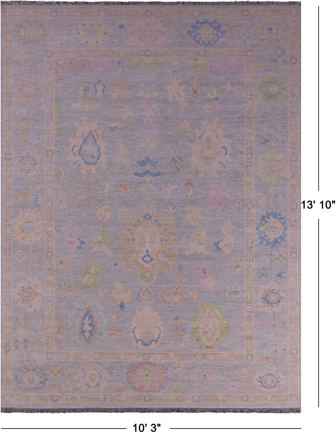 Grey Turkish Oushak Hand Knotted Wool Rug - 10' 3" X 13' 10" - Golden Nile