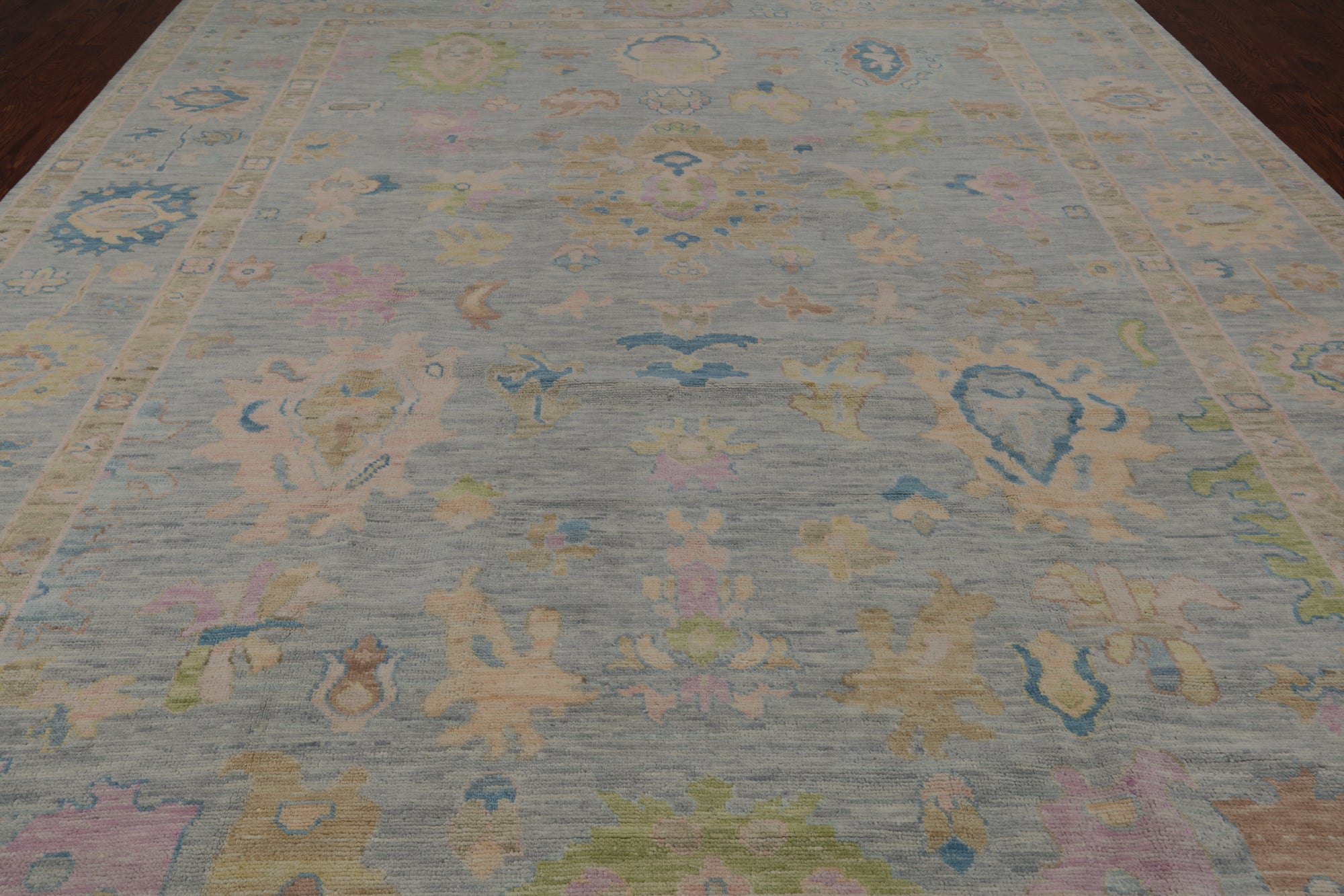 SUPER SALE Grey Turkish Oushak Hand Knotted Wool Rug - 10' 3" X 13' 10"