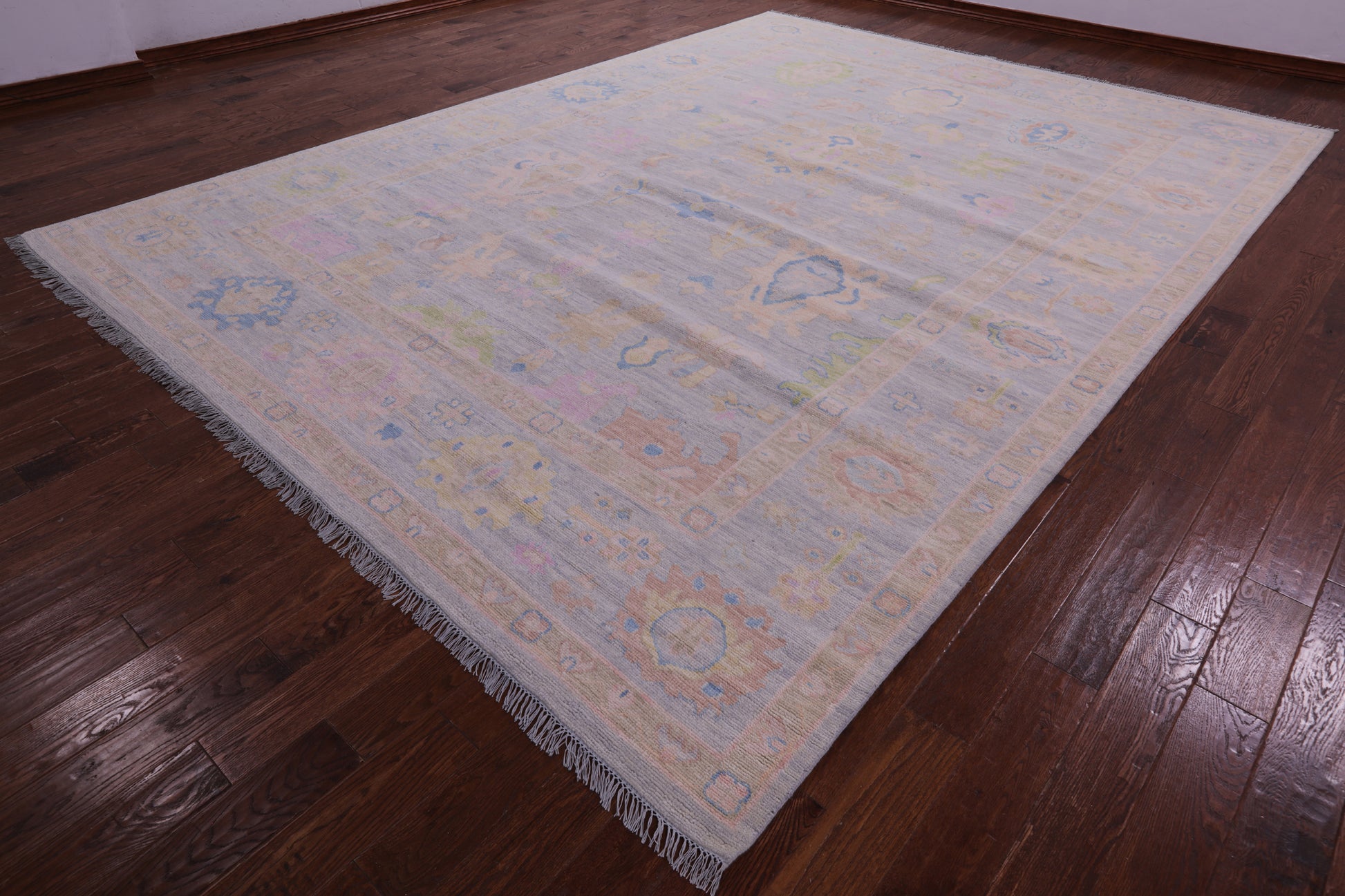 Grey Turkish Oushak Hand Knotted Wool Rug - 10' 3" X 13' 10" - Golden Nile