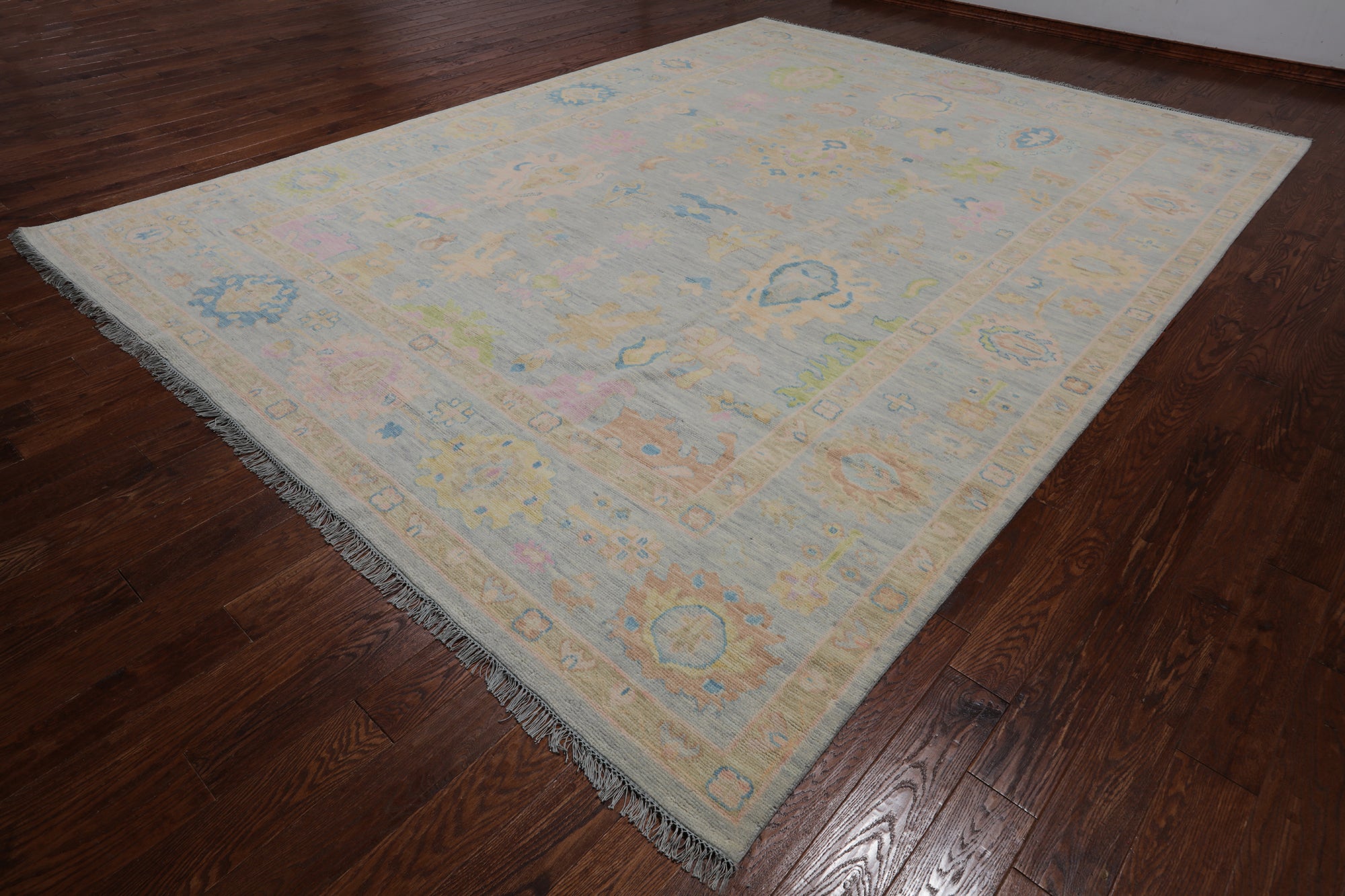 SUPER SALE Grey Turkish Oushak Hand Knotted Wool Rug - 10' 3" X 13' 10"