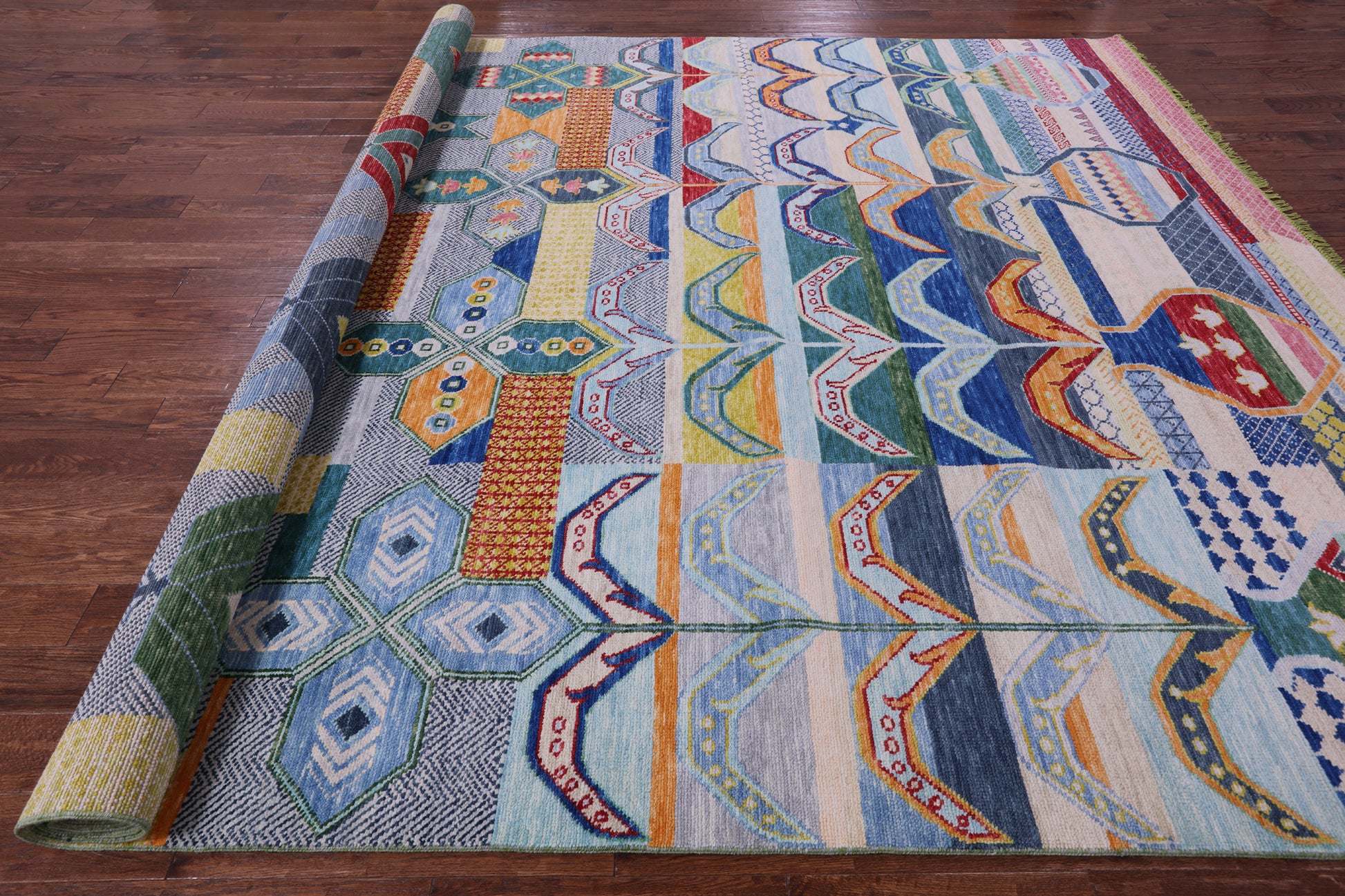 Tribal Moroccan Hand Knotted Wool Rug - 10' 1" X 13' 8" - Golden Nile