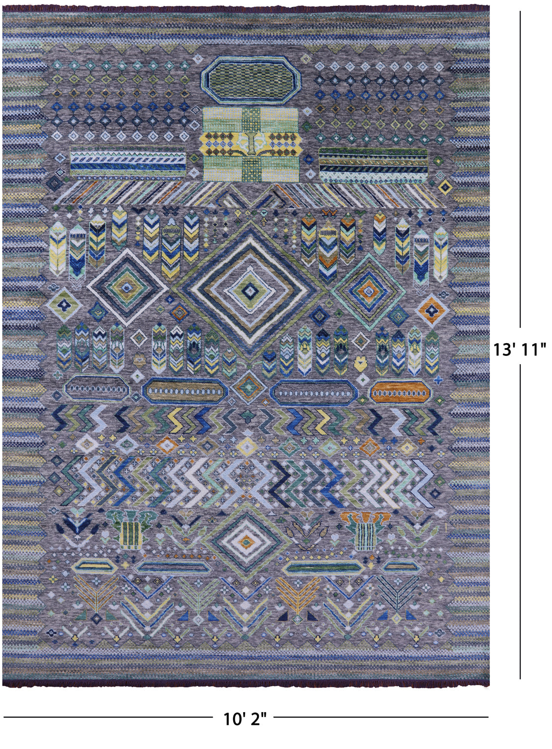 Tribal Moroccan Handmade Wool Rug - 10' 2" X 13' 11" - Golden Nile