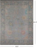 SUPER SALE Grey Turkish Oushak Hand Knotted Wool Rug - 10' 3" X 13' 11"