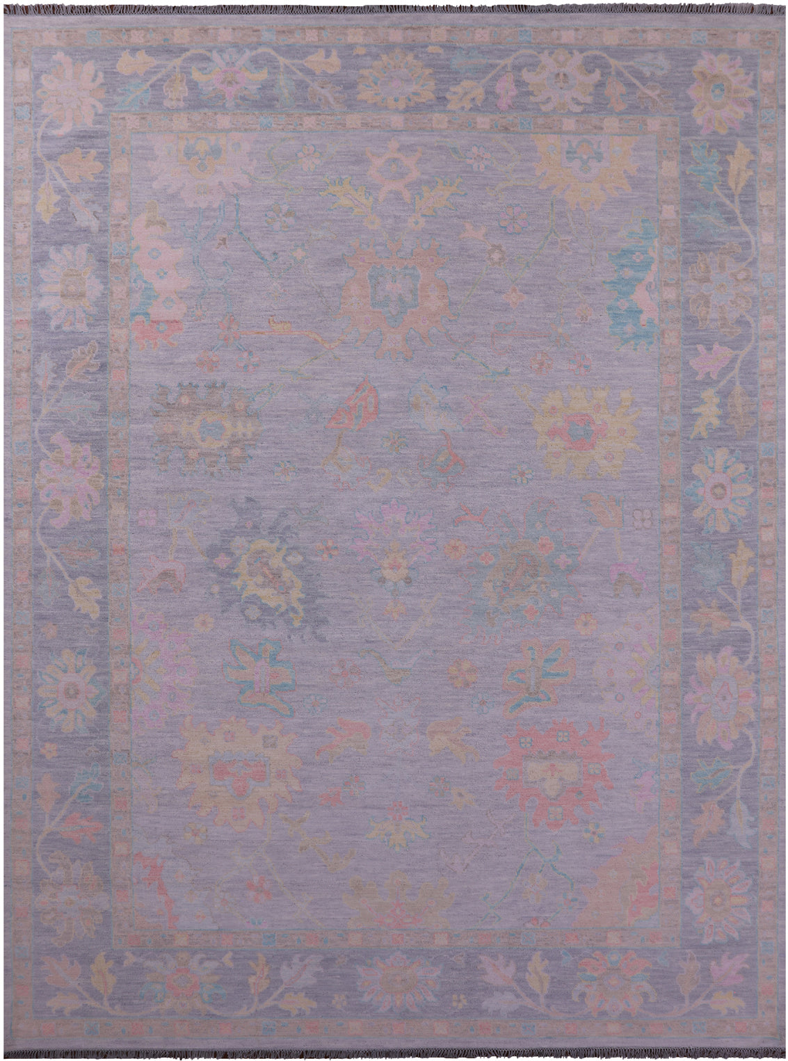 Grey Turkish Oushak Hand Knotted Wool Rug - 10' 3" X 13' 11" - Golden Nile