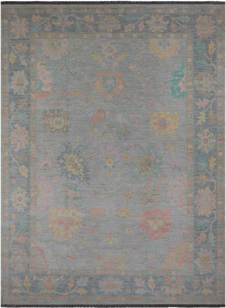 SUPER SALE Grey Turkish Oushak Hand Knotted Wool Rug - 10' 3" X 13' 11"
