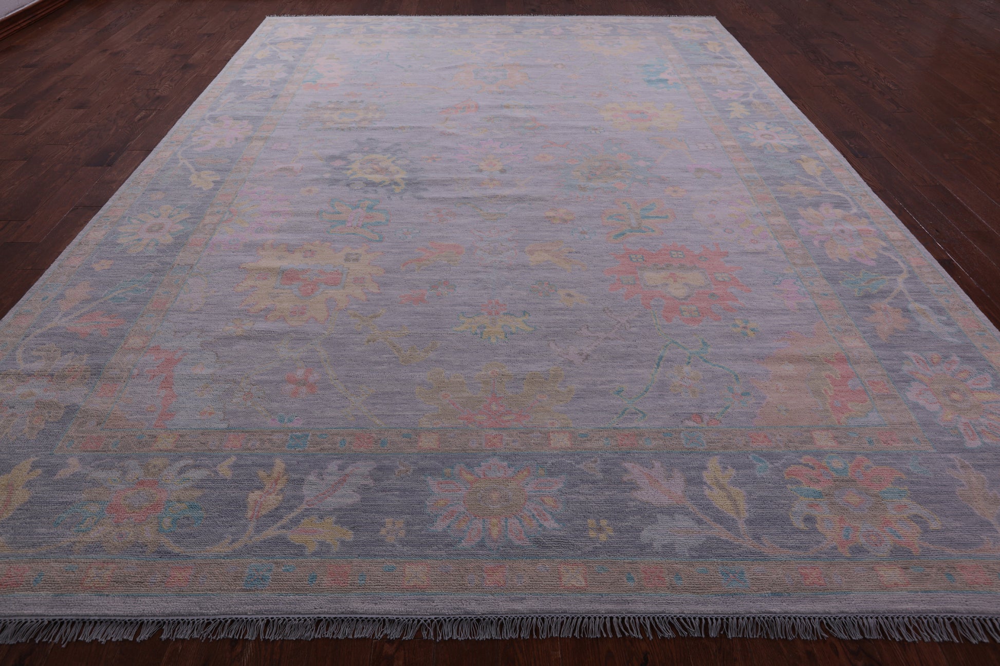 Grey Turkish Oushak Hand Knotted Wool Rug - 10' 3" X 13' 11" - Golden Nile