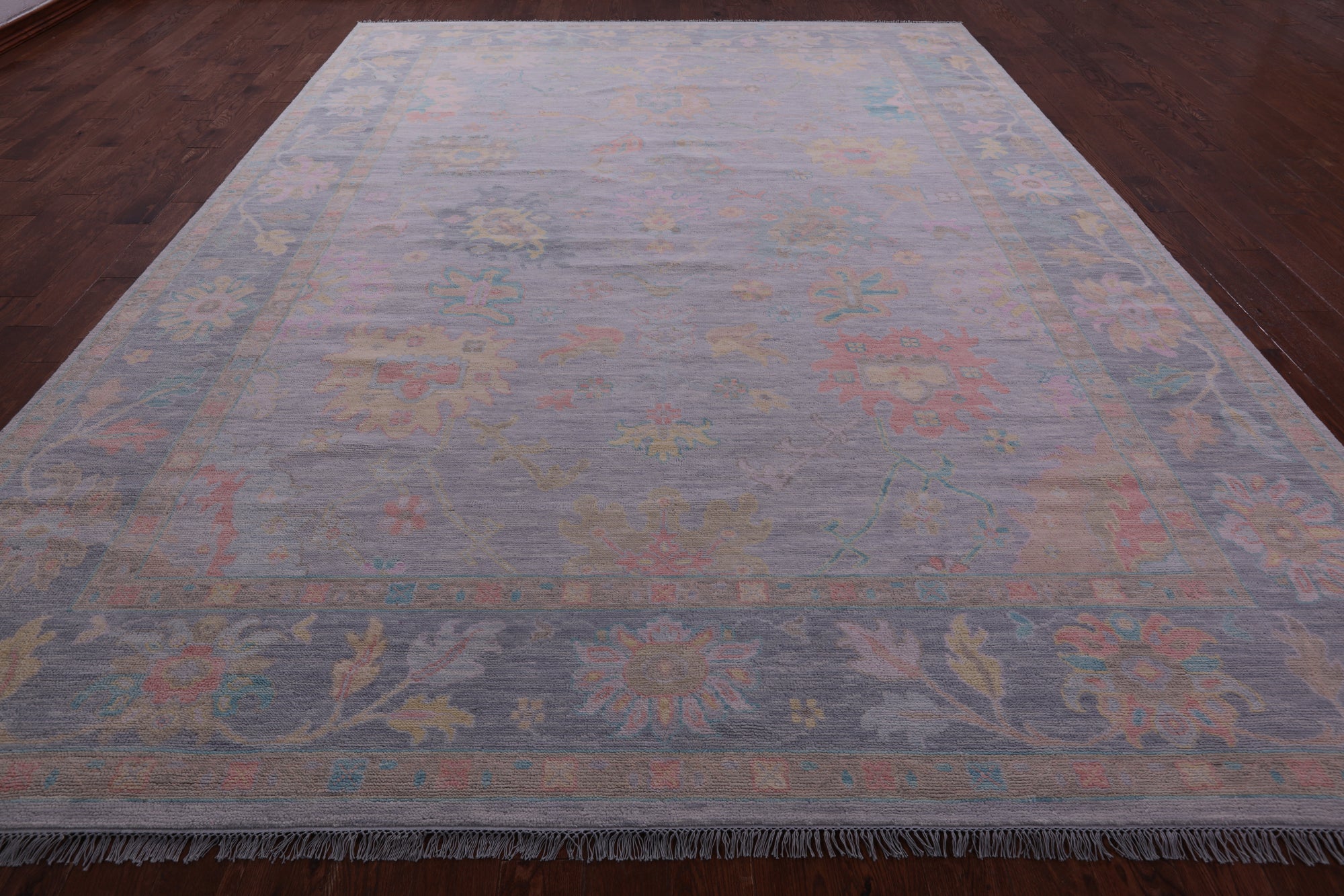 Grey Turkish Oushak Hand Knotted Wool Rug - 10' 3" X 13' 11" - Golden Nile