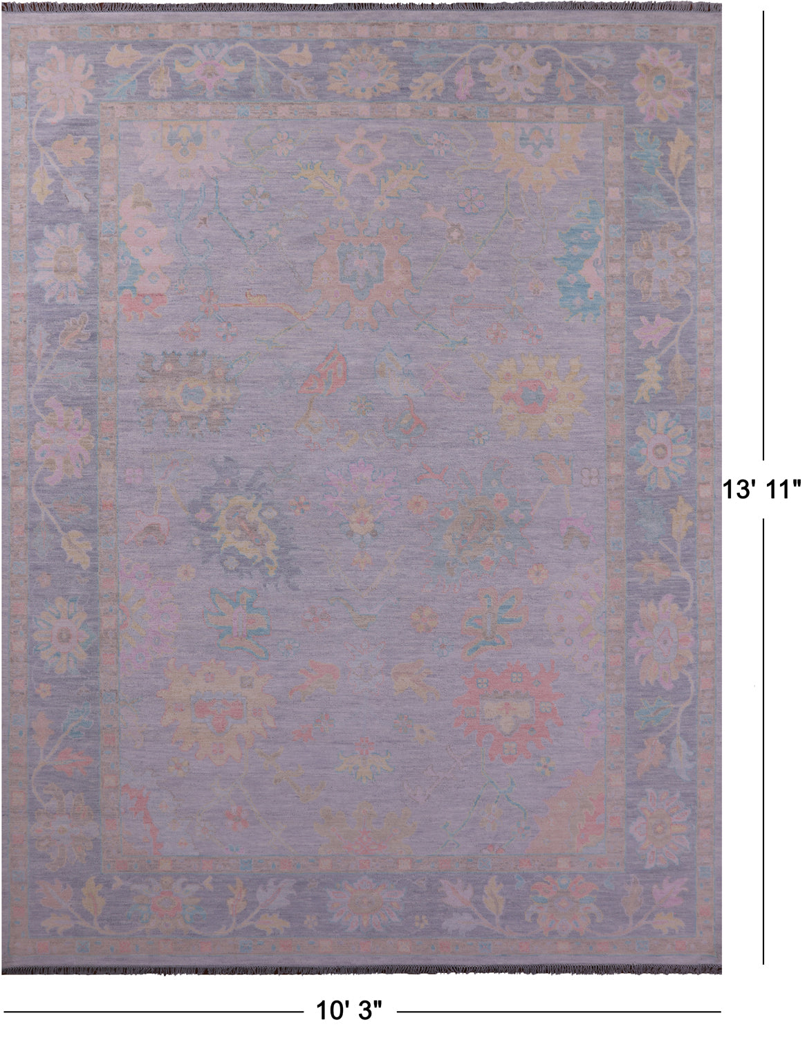 Grey Turkish Oushak Hand Knotted Wool Rug - 10' 3" X 13' 11" - Golden Nile